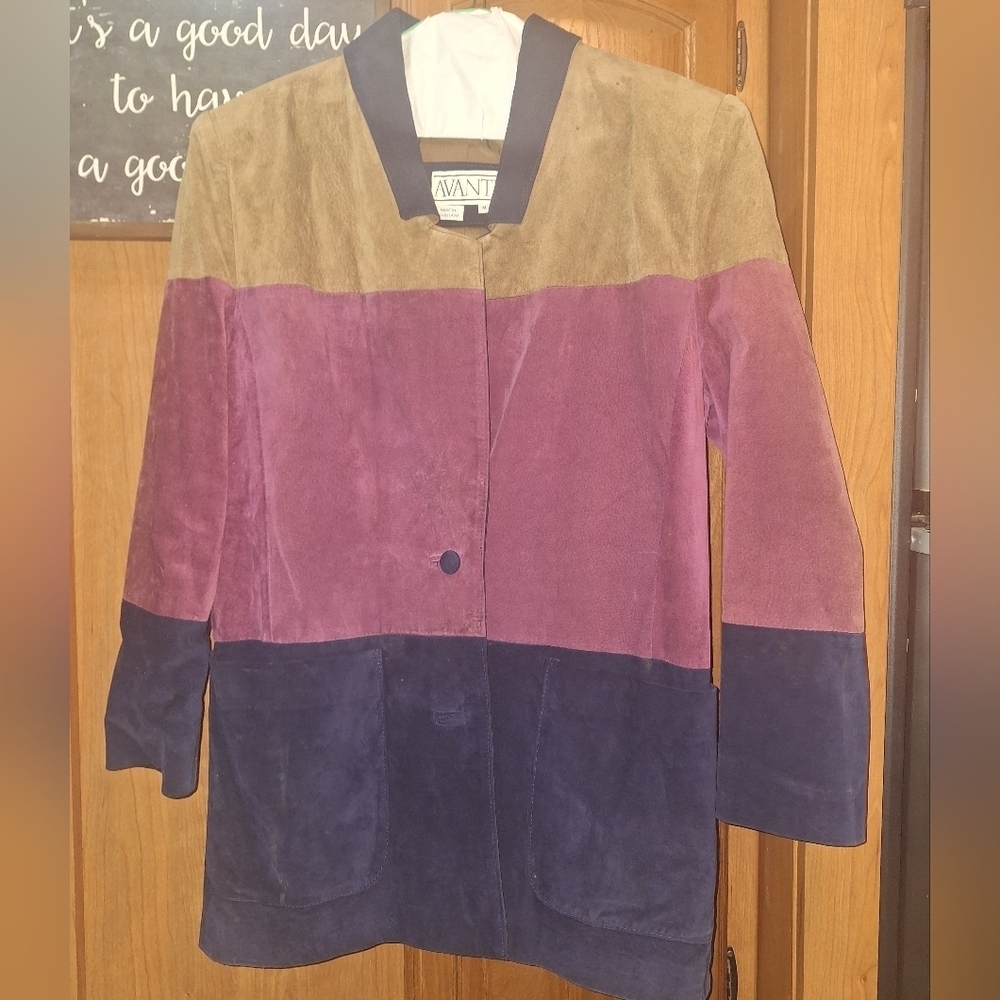 Avanti Women's Multicolor Pig Suede Jacket In A Size Medium. Eclectic, Boho